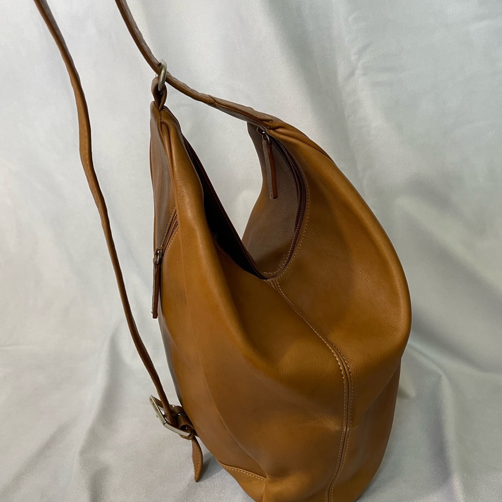 Tignanello Caramel Leather Hobo Bag - Picture 2 of 10